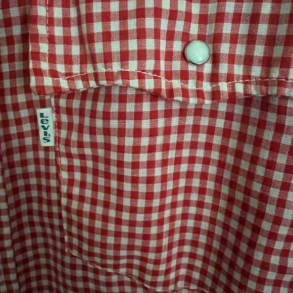 Vintage 70s Levi’s Red Gingham | Western Snap Shirt - Picture 4 of 7